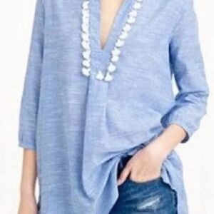 J.Crew Blue Chambray Tunic Top Size S